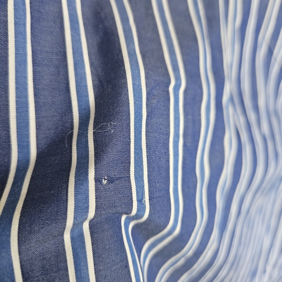 Sacai Blue Striped Cotton Pleated Detail Short Sleeve Blouse - Picture 10 of 12